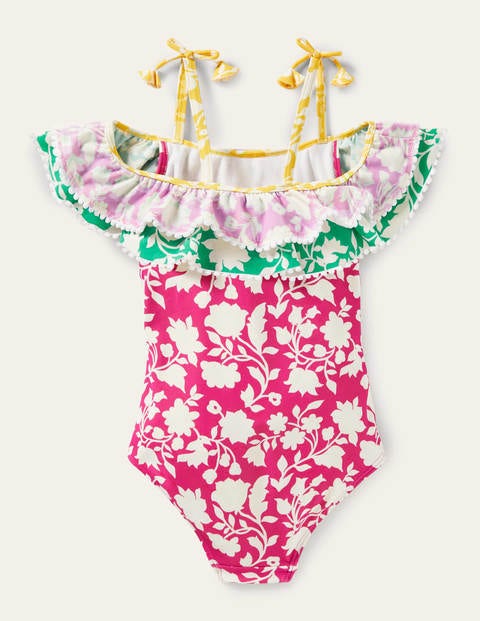 Hotchpotch Frilly Swimsuit - Very Berry Purple Paisley