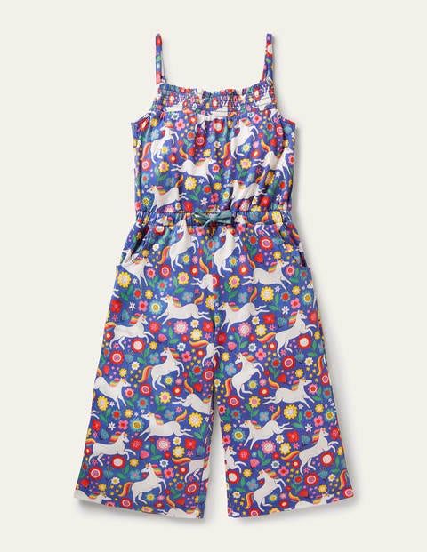 Wide Leg Jersey Jumpsuit - Bluebell Small Unicorn Floral