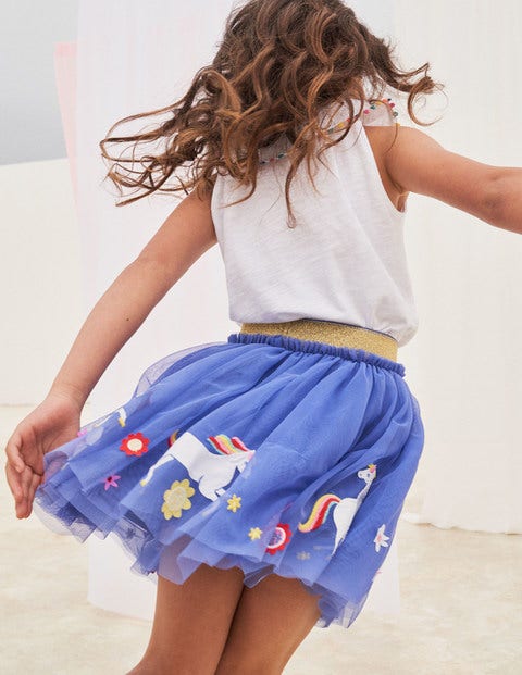 Tulle Hem Skirt - Bluebell Blue Unicorn