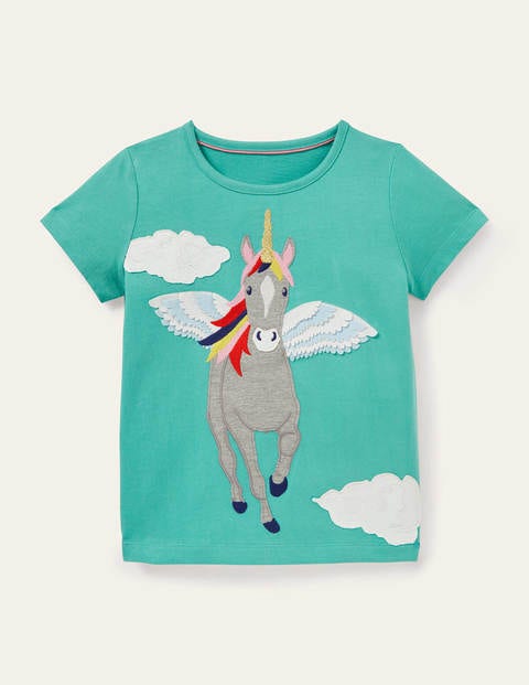 T-shirt à motif recto verso - Licorne volante vert libellule