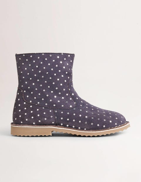 Girls Boden Blue Cosy Star Short Leather Boots - Blue
