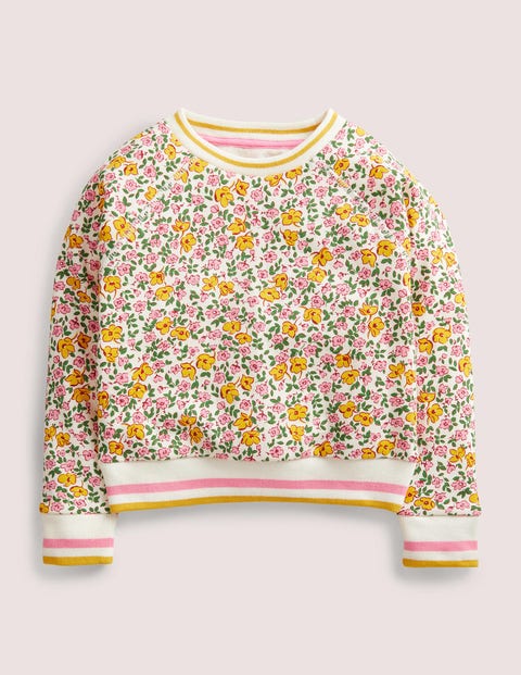 Girls Boden Natural Floral Printed Jersey Sweatshirt - Natural