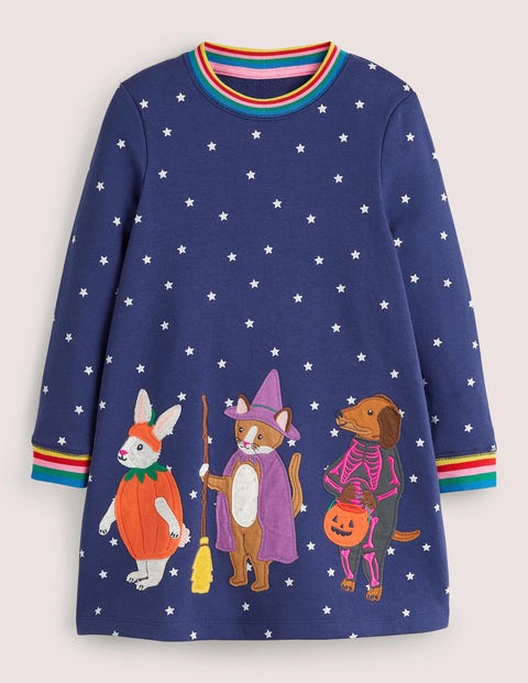 Navy Stars Halloween Sweatshirt Dress 