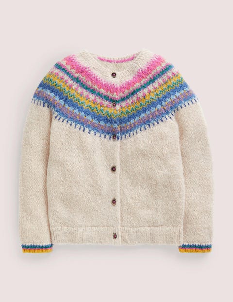Fair Isle Yoke Cardigan - Ecru Marl 