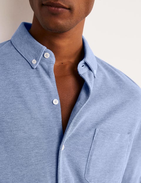 Piqué-Hemd mit Knopfleiste - Königsblau, Oxford