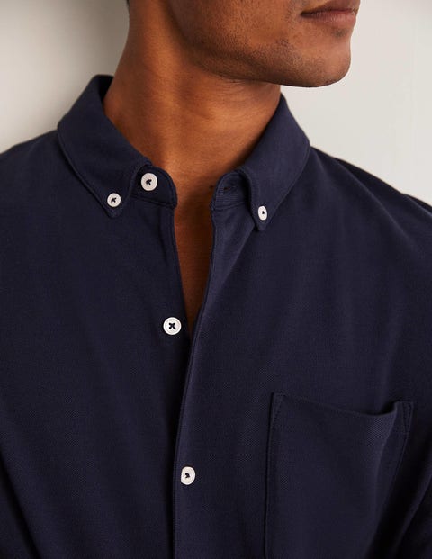 Button Down Piqué Shirt - Navy