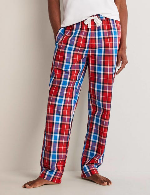 Cotton Poplin Pajama Bottoms - Jalapeno Red Check