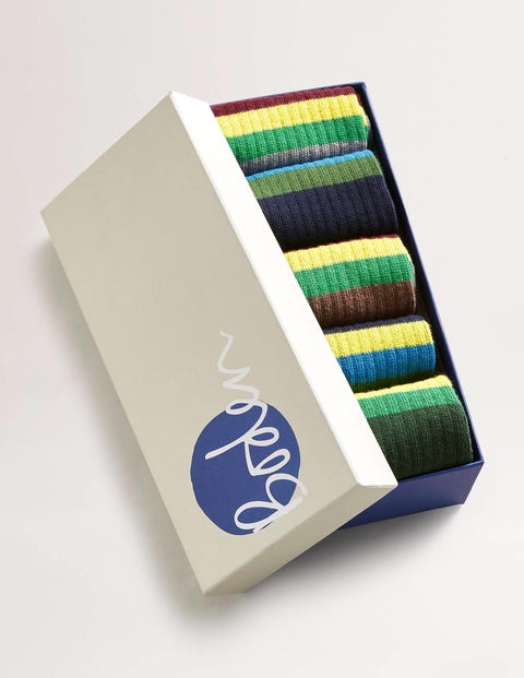 5 Pack Ribbed Socks - Block Stripe Pack