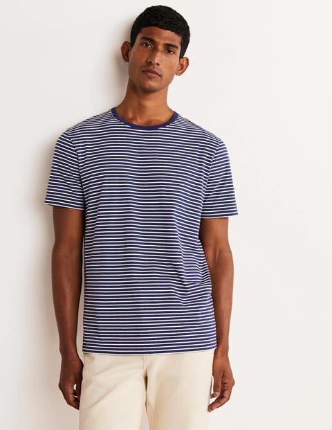 Classic Cotton T-shirt - Navy/Ivory Stripe