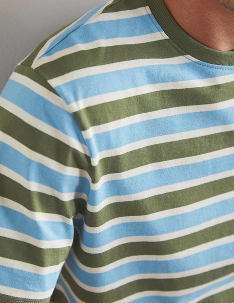 Klassisches Baumwoll-T-Shirt - Grasgrün, Gestreift