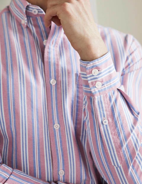 Chemise boutonnée en oxford - Rouge sombre/bleu lapis