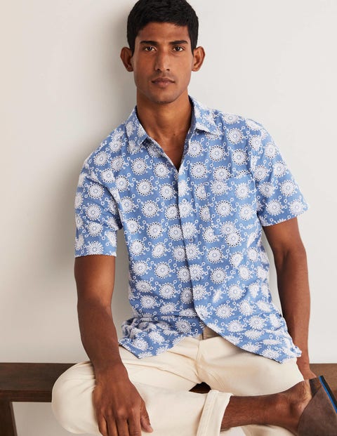 Broderie Cotton Shirt - Inky Blue