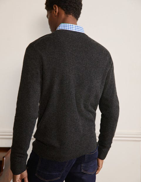 Cashmere Crew Neck Sweater - Dark Grey Melange Cashmere Crew Neck Sweater - Dark Grey Melange