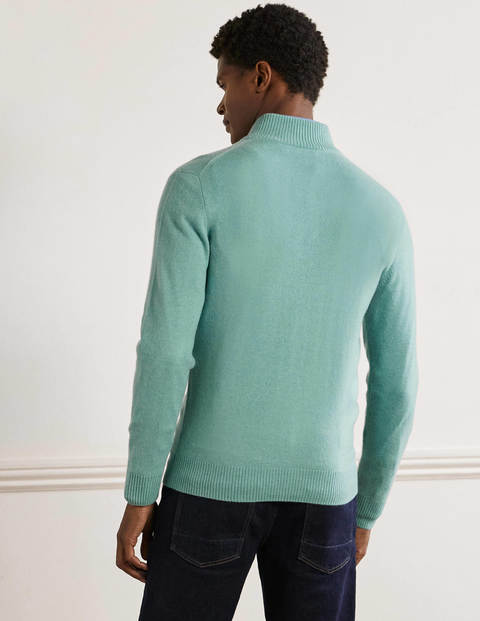 Pull partiellement zippé en cachemire - Bleu Bretagne Pull partiellement zippé en cachemire - Bleu Bretagne
