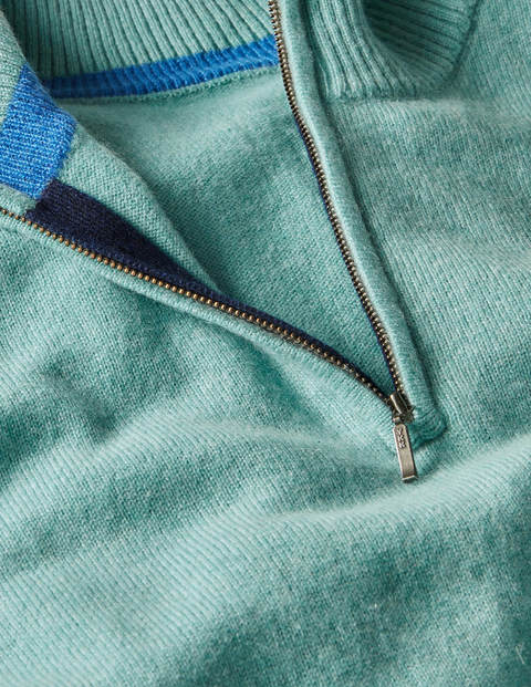 Pull partiellement zippé en cachemire - Bleu Bretagne Pull partiellement zippé en cachemire - Bleu Bretagne