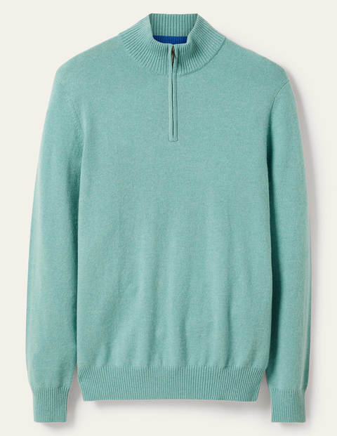 Pull partiellement zippé en cachemire - Bleu Bretagne Pull partiellement zippé en cachemire - Bleu Bretagne