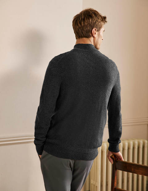 Cashmere Half-Zip Sweater - Dark Grey Melange Cashmere Half-Zip Sweater - Dark Grey Melange