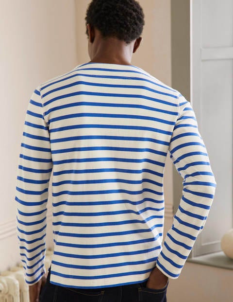 Mittelschweres Matrosen-Bretonshirt - Ecru/Königsblau, Gestreift Mittelschweres Matrosen-Bretonshirt - Ecru/Königsblau, Gestreift