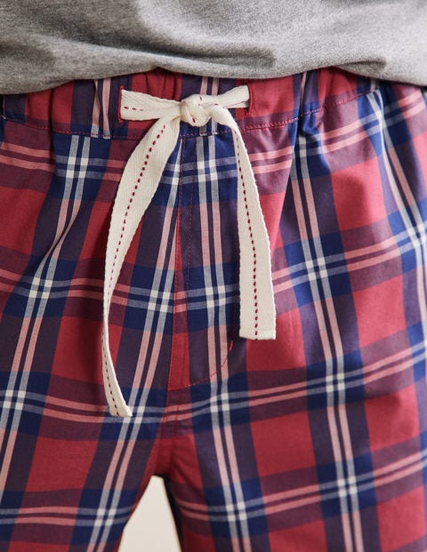 Short de pyjama en popeline de coton - Carreaux rouge crépusculaire/présidentiel