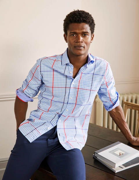 Chemise slim classique en popeline - Carreaux bleu céleste Chemise slim classique en popeline - Carreaux bleu céleste