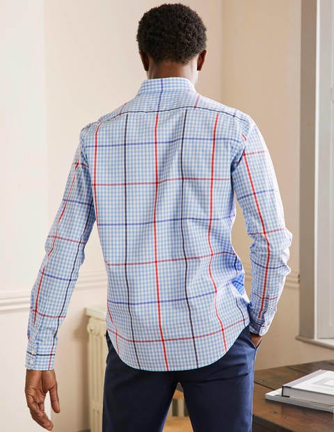 Chemise slim classique en popeline - Carreaux bleu céleste Chemise slim classique en popeline - Carreaux bleu céleste