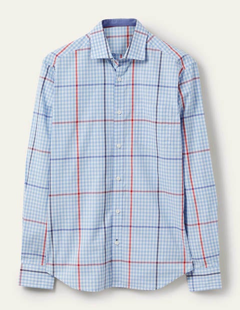 Chemise slim classique en popeline - Carreaux bleu céleste Chemise slim classique en popeline - Carreaux bleu céleste