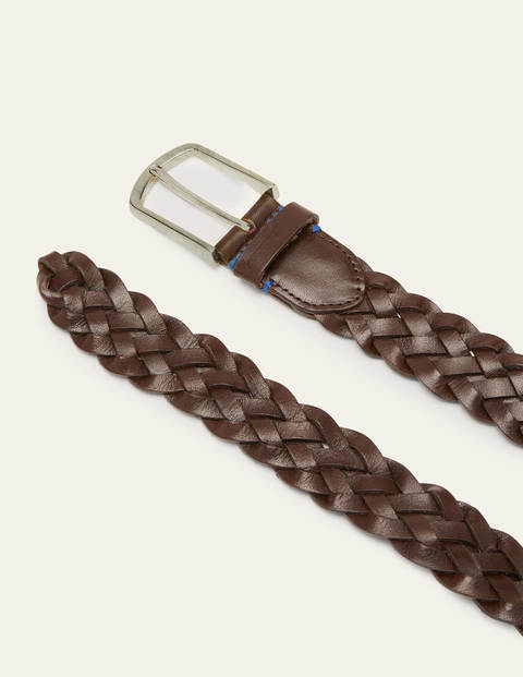 Leather Plaited Belt - Brown