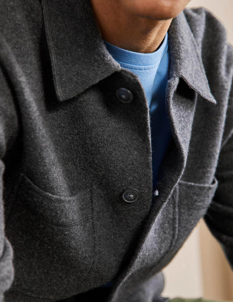Farley Merino Knitted Jacket - Charcoal Melange Farley Merino Knitted Jacket - Charcoal Melange