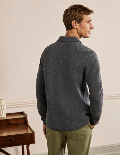Farley Merino Knitted Jacket - Charcoal Melange Farley Merino Knitted Jacket - Charcoal Melange