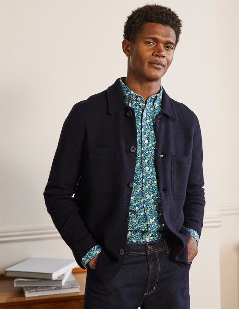 Farley Merino Knitted Jacket - Navy Farley Merino Knitted Jacket - Navy