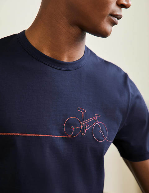 Kingston T-shirt - Navy Embroidered Bike