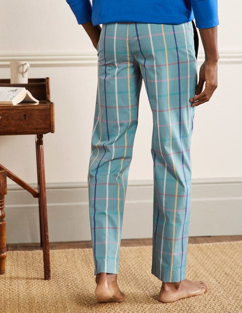 Cotton Poplin Pajama Bottoms - Storm Blue Tattershall Cotton Poplin Pajama Bottoms - Storm Blue Tattershall