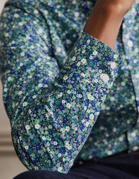 Button Down Oxford Shirt - Absinthe Navy Blue Flowerbed