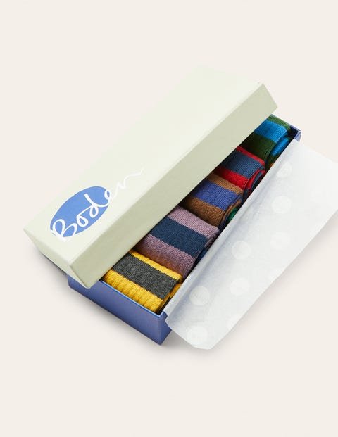 5 Pack Ribbed Socks - Mixed Stripe Pack