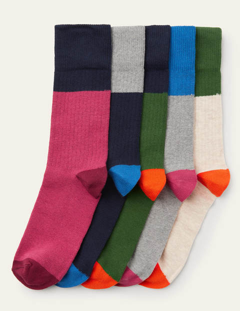 5 Pack Ribbed Socks - Plains Multi Pack