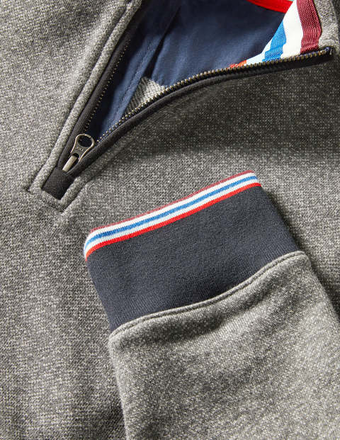 Colourblock Half-Zip Top - Charcoal Marl/Navy Side Stripe Colourblock Half-Zip Top - Charcoal Marl/Navy Side Stripe