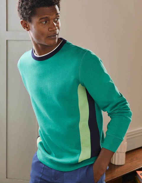 Side Stripe Sweatshirt - Sardinia Green/ Navy Stripe