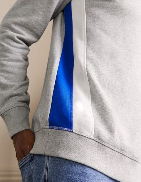 Side Stripe Sweatshirt - Grey Marl/ Blue Side Stripe