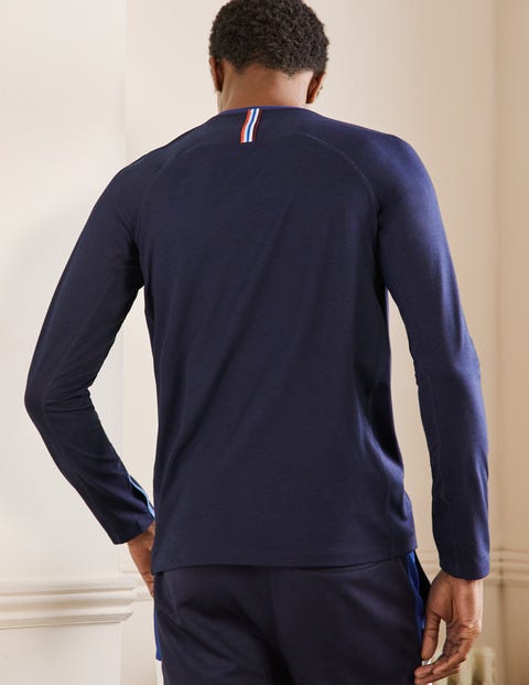 Langärmliges Sportshirt - Weltraumblau, Blockfarben Langärmliges Sportshirt - Weltraumblau, Blockfarben