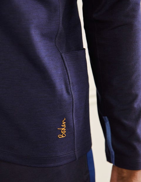 Langärmliges Sportshirt - Weltraumblau, Blockfarben Langärmliges Sportshirt - Weltraumblau, Blockfarben