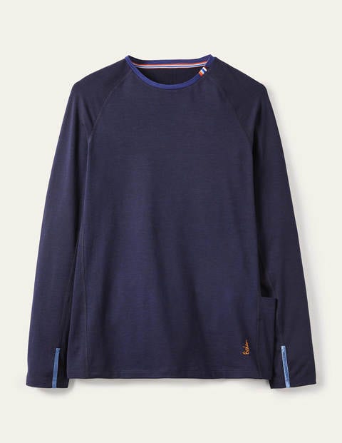 Langärmliges Sportshirt - Weltraumblau, Blockfarben Langärmliges Sportshirt - Weltraumblau, Blockfarben