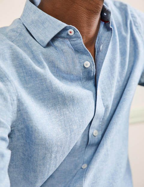 Cutaway Collar Linen Shirt - Chambray
