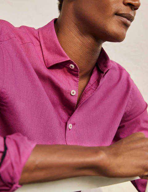 Cutaway Collar Linen Shirt - Berry Mauve
