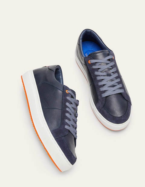 Leather Colourpop Trainers - Navy