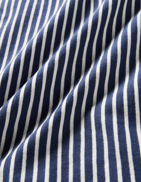 Klassisches Baumwoll-T-Shirt - Navy/Naturweiß, Gestreift Klassisches Baumwoll-T-Shirt - Navy/Naturweiß, Gestreift