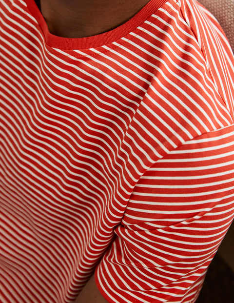 T-shirt classique en coton - Rayé rouge vintage/perce-neige