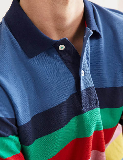 Piqué Polo Shirt - Delft Blue Rainbow Stripe