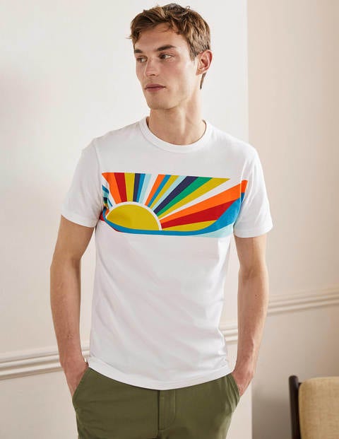 Kingston T-Shirt - White Rainbow Sunset