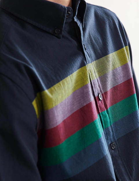 Oxford-Hemd mit Knopfleiste - Navy, Regenbogen