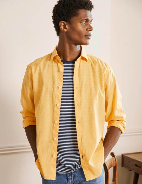 Cutaway Collar Linen Shirt - Cornsilk Yellow